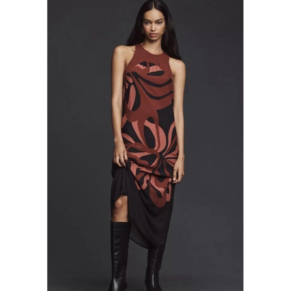 Farm Rio Floral Print Maxi Dress‎ Red And Black Size Small New